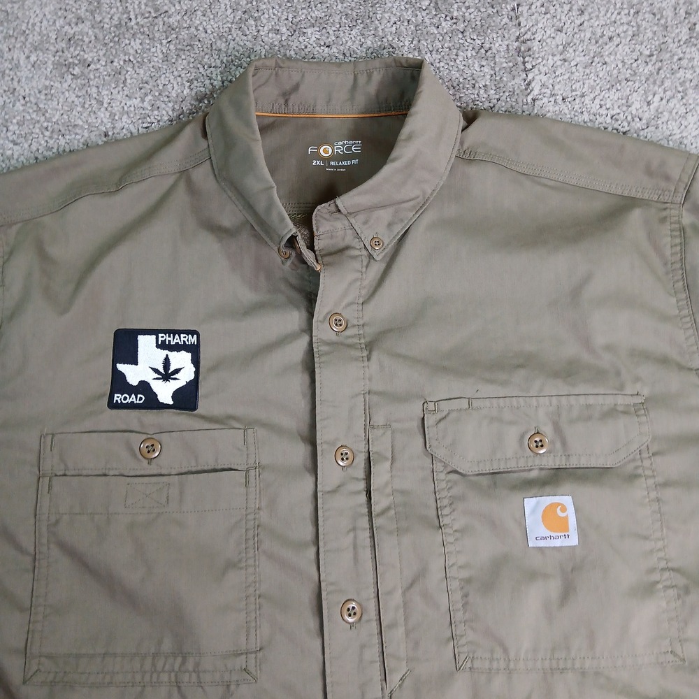 Carhartt Force Mens 2XL Khaki Tan Short Sleeve Button Down Work Shirt Relax fit - Picture 2 of 13